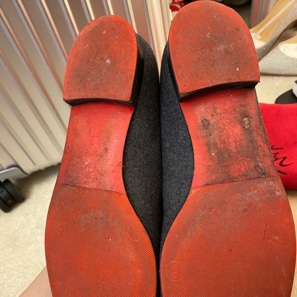 Christian Louboutin Grey Velvet Intern Flats Sz 37 - Picture 4 of 10